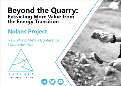 Arafura Resources presents at the New World Metals Conference 2021